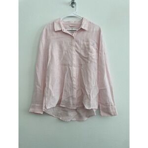 Vineyard Vines Button Down Shirt Women 12 Relaxed Pink Striped Minimalist Office